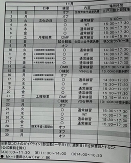 2020年11月スケジュール 2020年11月スケジュール